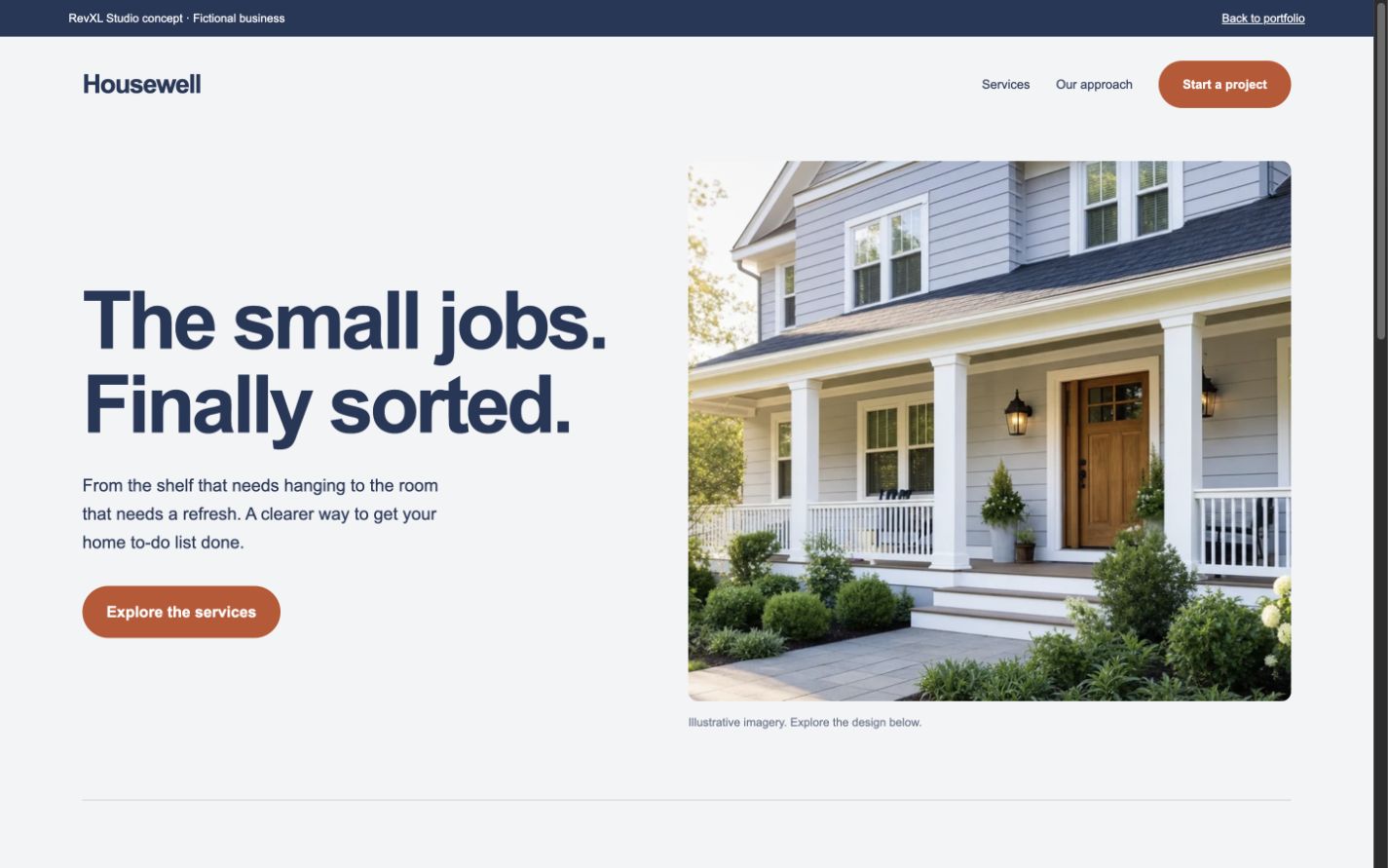 Example home services website imagery for Housewell