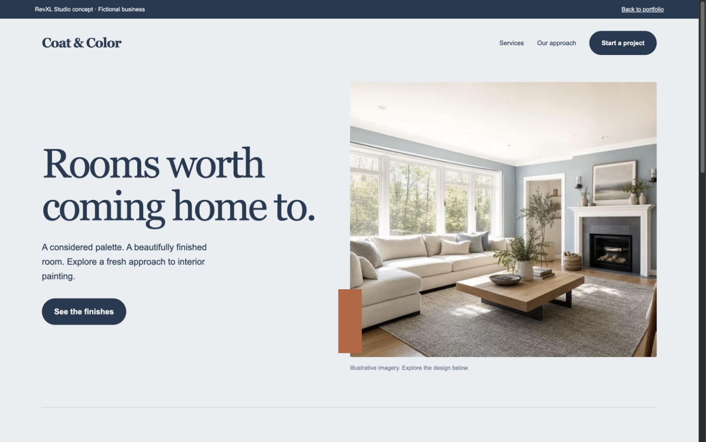 Example painting website imagery for Coat & Color